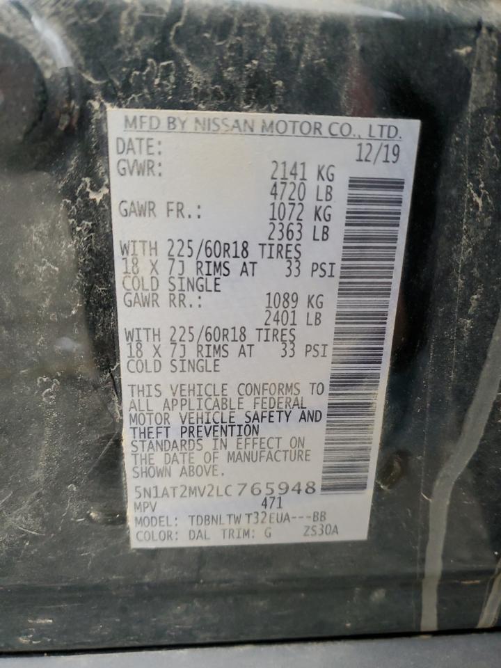 2020 Nissan Rogue S VIN: 5N1AT2MV2LC765948 Lot: 82705615