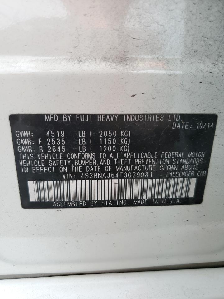 2015 Subaru Legacy 2.5I Limited VIN: 4S3BNAJ64F3029981 Lot: 91477445