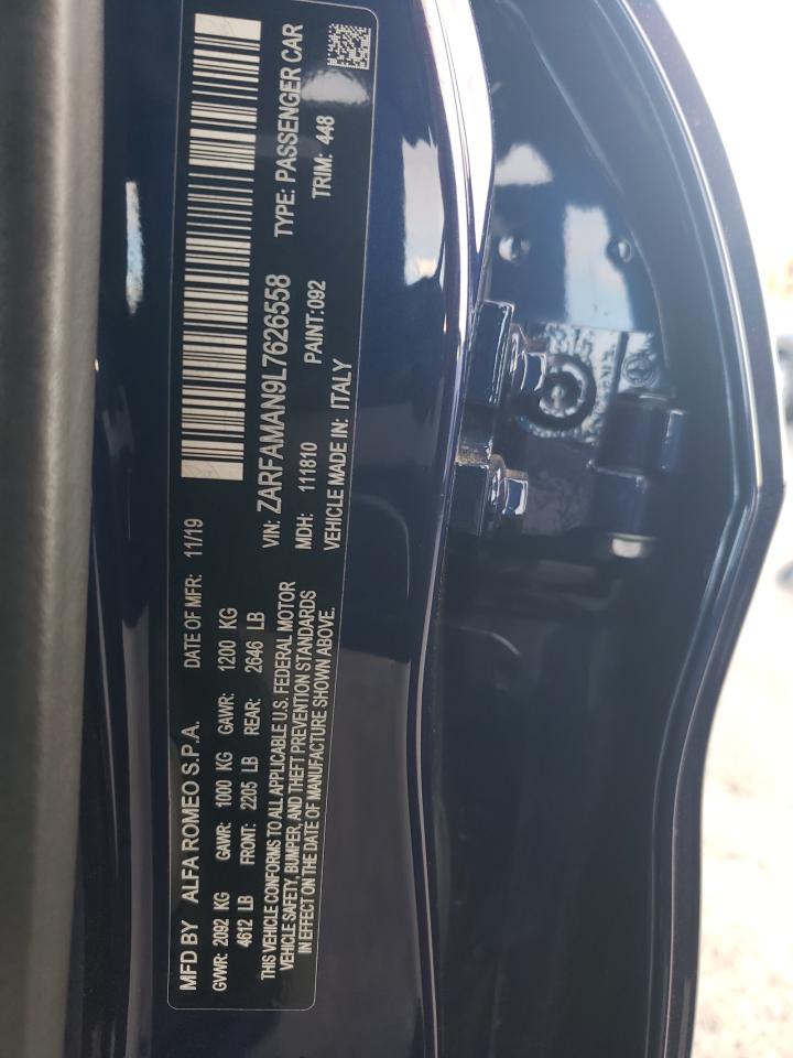 2020 Alfa Romeo Giulia VIN: ZARFAMAN9L7626558 Lot: 93078655
