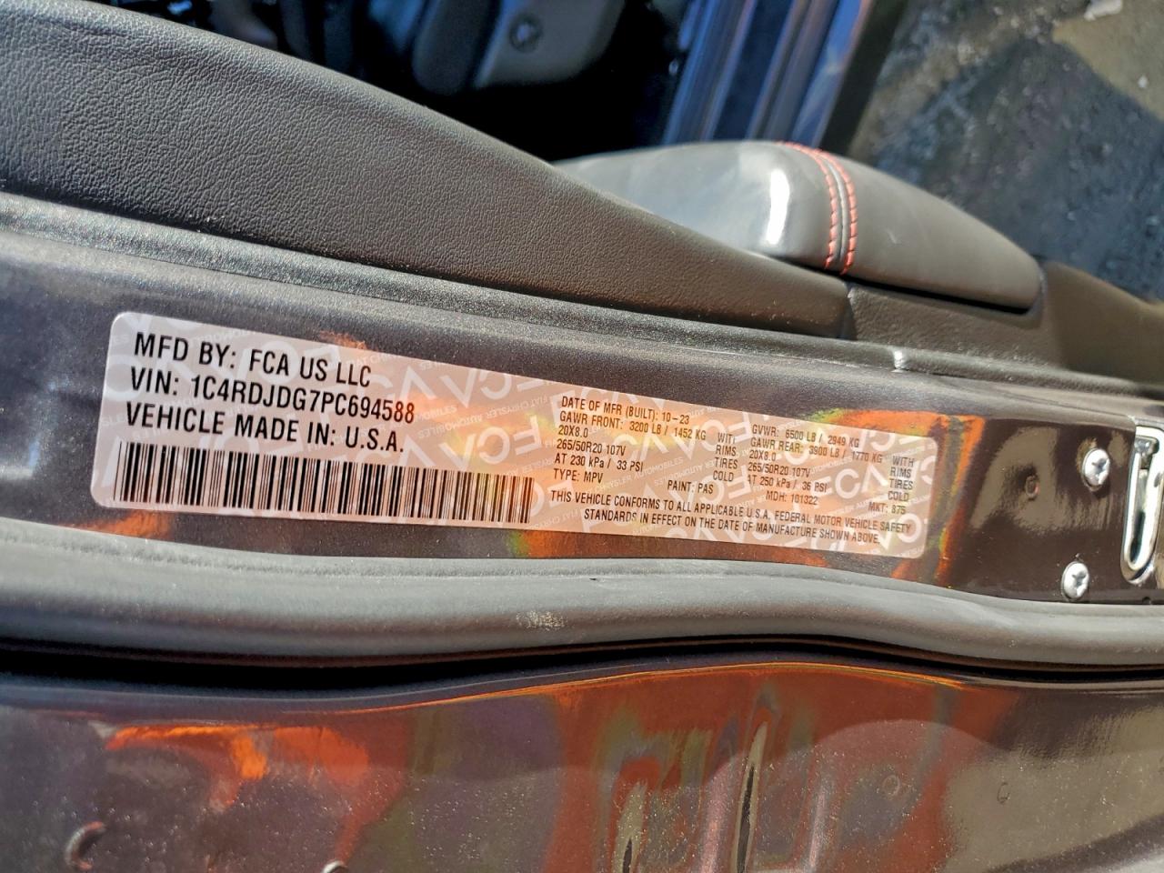 2023 Dodge Durango Gt VIN: 1C4RDJDG7PC694588 Lot: 94671645