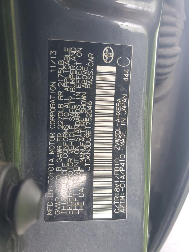 2014 Toyota Prius VIN: JTDKN3DU9E1752046 Lot: 93691435