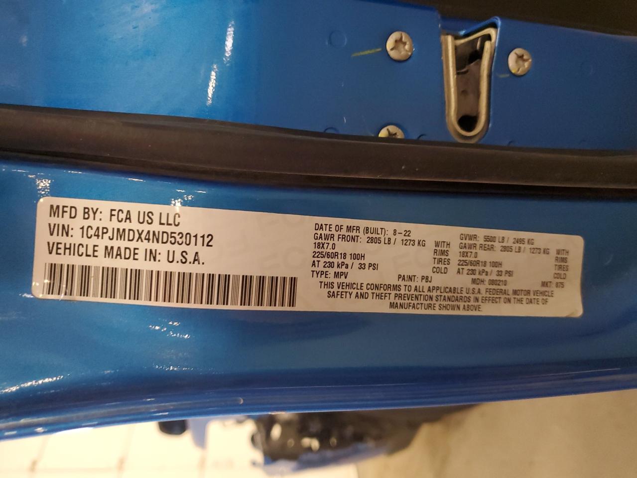 2022 Jeep Cherokee Limited VIN: 1C4PJMDX4ND530112 Lot: 92122705