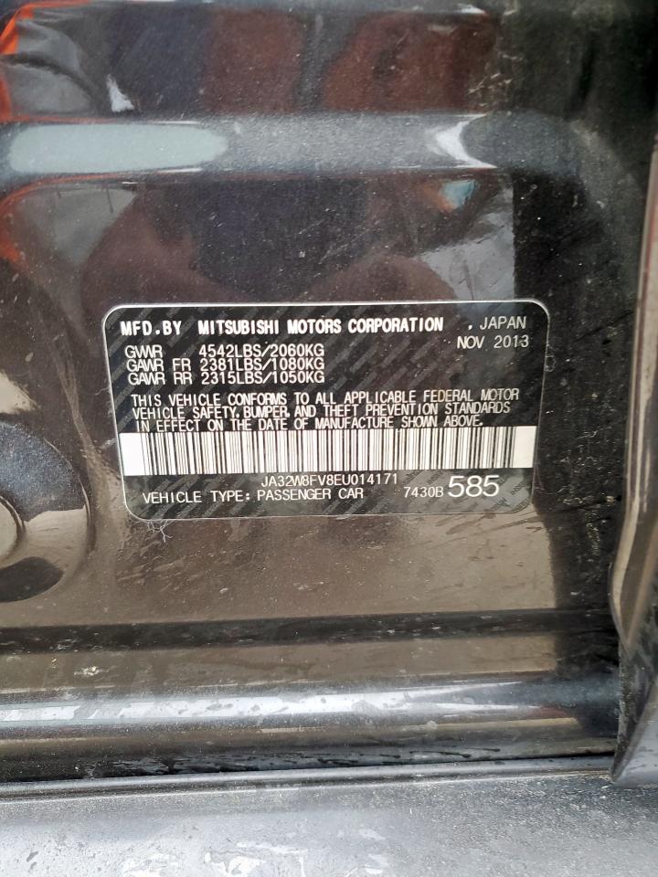 2014 Mitsubishi Lancer Evolution Gsr VIN: JA32W8FV8EU014171 Lot: 92861415