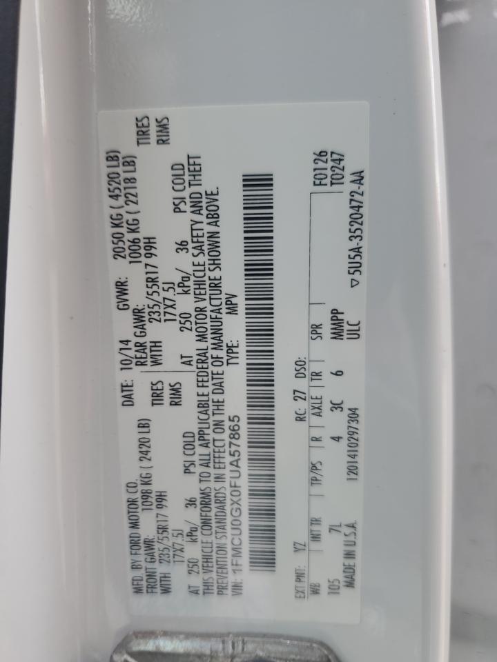 2015 Ford Escape Se VIN: 1FMCU0GX0FUA57865 Lot: 92154765