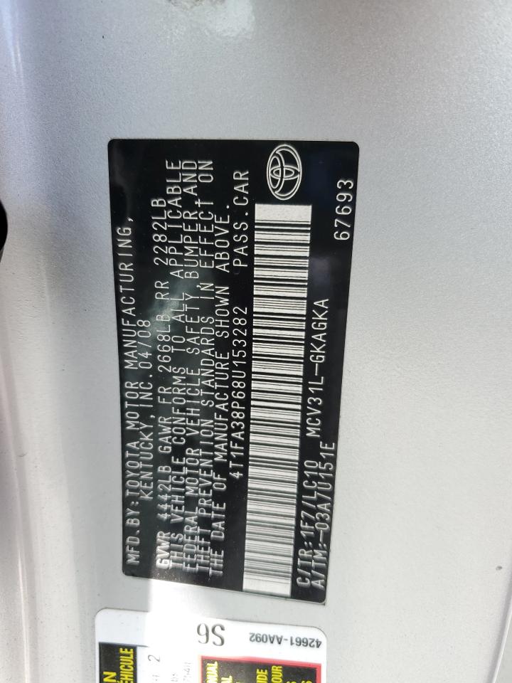 2008 Toyota Camry Solara Se VIN: 4T1FA38P68U153282 Lot: 91843235