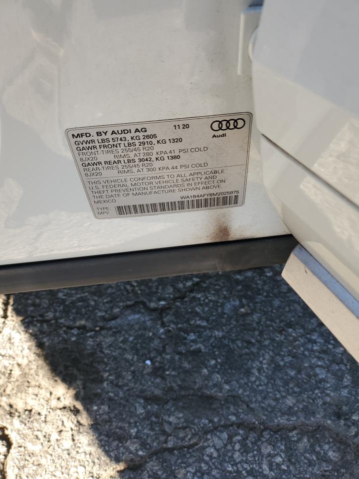 2021 Audi Sq5 Premium Plus VIN: WA1B4AFY8M2025975 Lot: 92186075