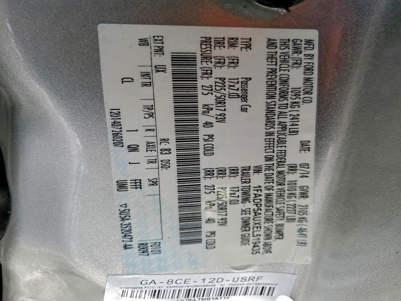 2014 Ford C-Max Se VIN: 1FADP5AUXEL519435 Lot: 94306845