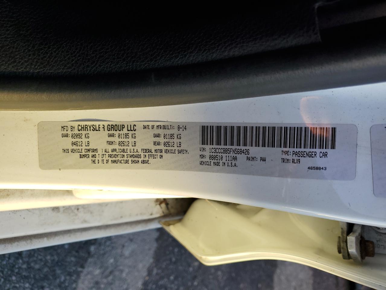 2015 Chrysler 200 S VIN: 1C3CCCBB5FN568426 Lot: 91266085