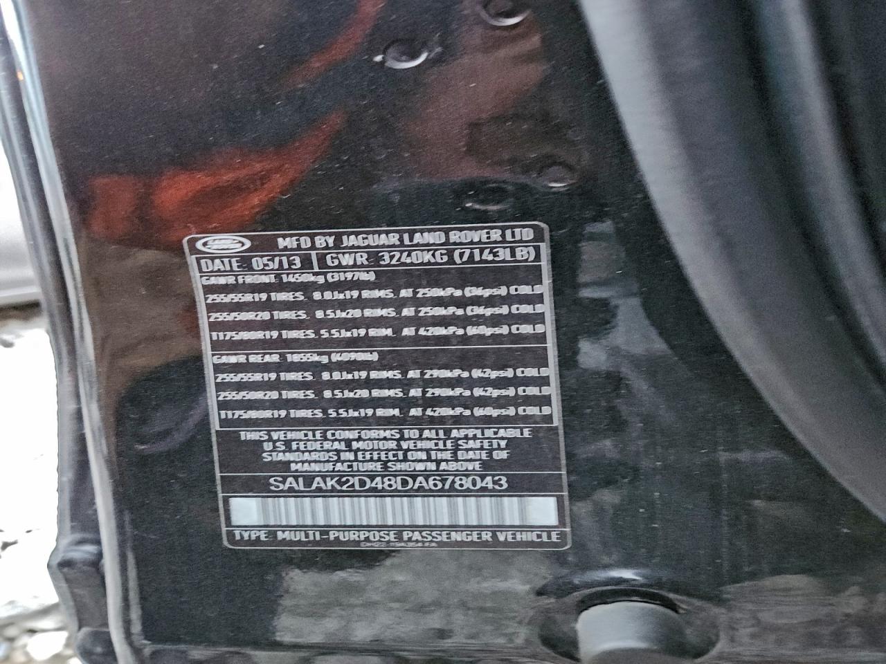2013 Land Rover Lr4 Hse Luxury VIN: SALAK2D48DA678043 Lot: 93696115