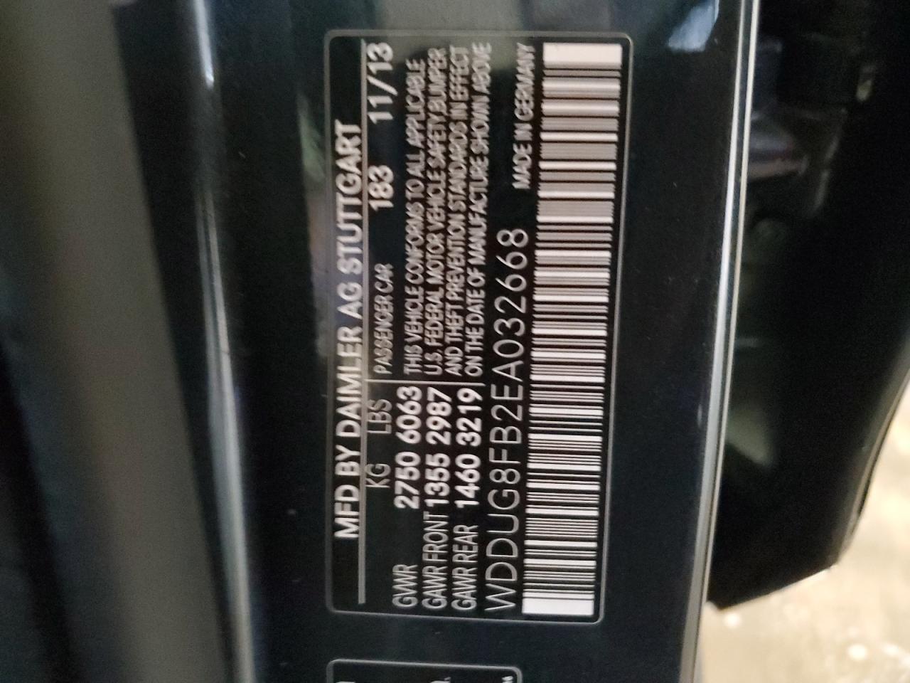 2014 Mercedes-Benz S 550 4Matic VIN: WDDUG8FB2EA032668 Lot: 91700065