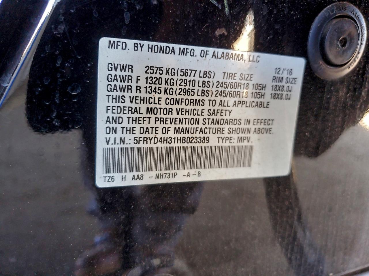 2017 Acura Mdx VIN: 5FRYD4H31HB023389 Lot: 94422015