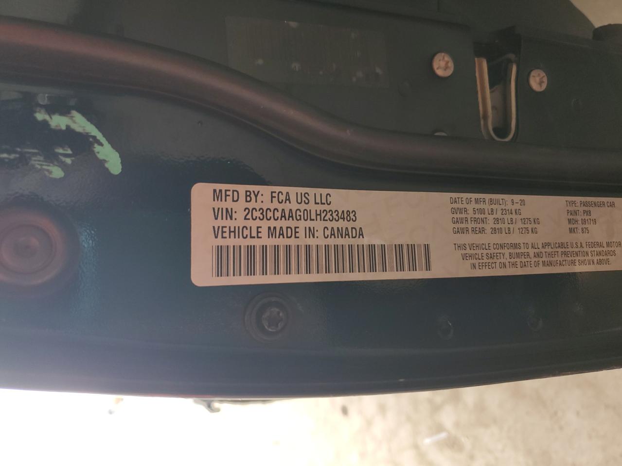 2020 Chrysler 300 Touring VIN: 2C3CCAAG0LH233483 Lot: 92670675