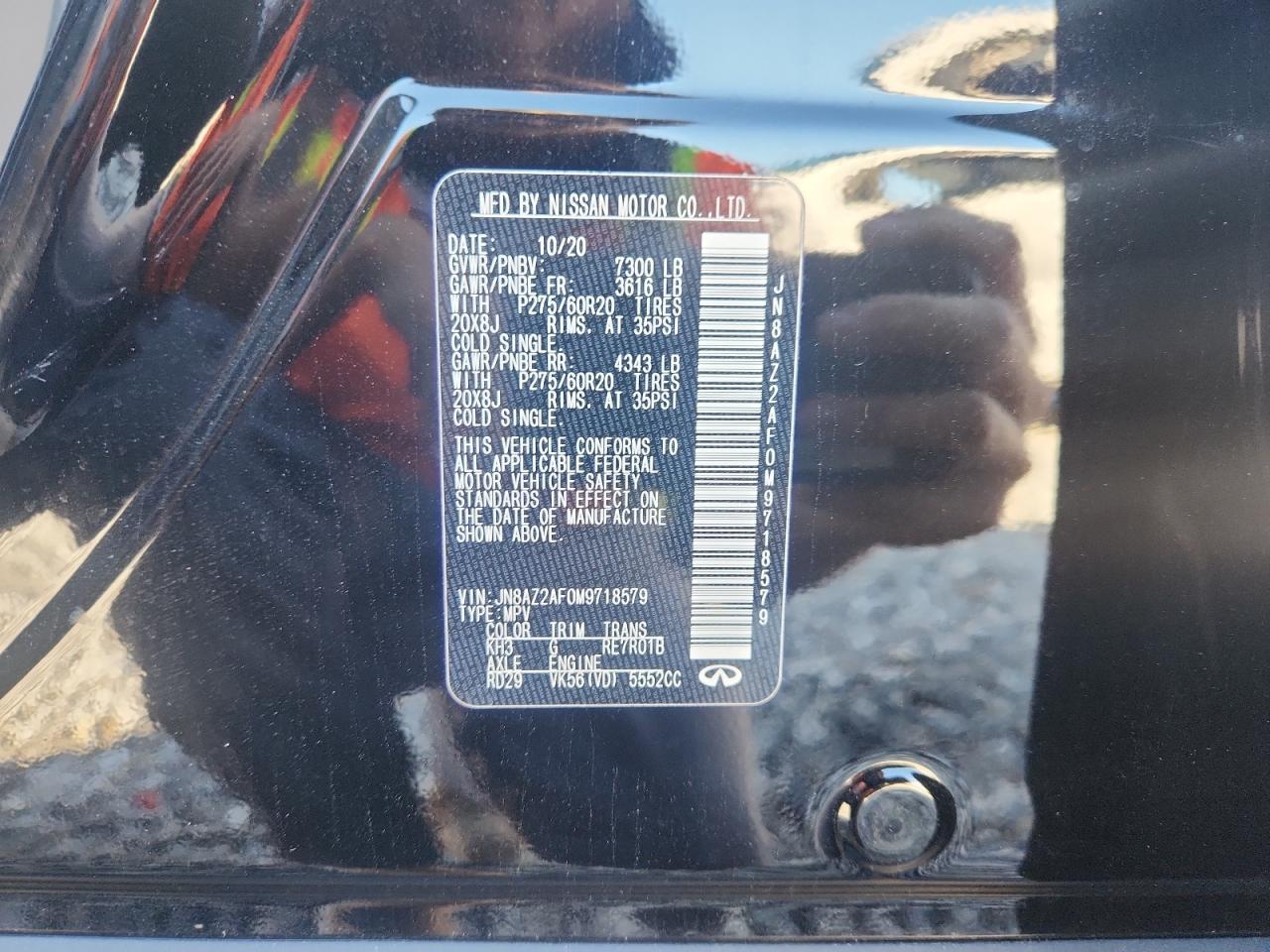 2021 Infiniti Qx80 Luxe VIN: JN8AZ2AF0M9718579 Lot: 91251955