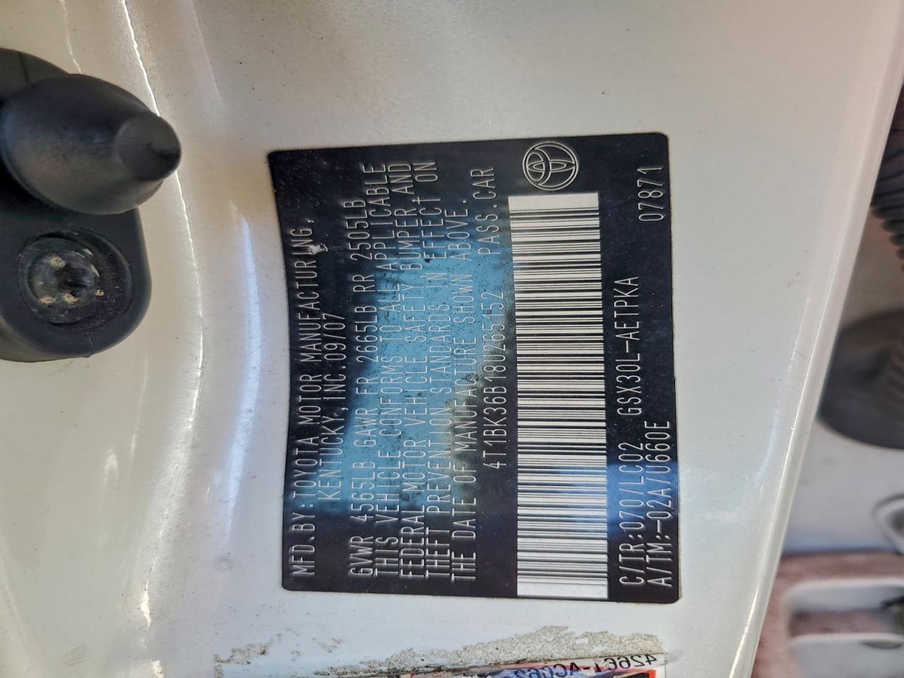 2008 Toyota Avalon Xl VIN: 4T1BK36B18U265152 Lot: 94302325