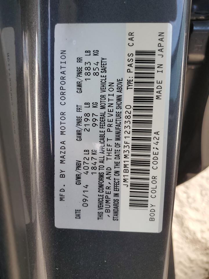 2015 Mazda 3 Grand Touring VIN: JM1BM1M33F1233820 Lot: 92730635