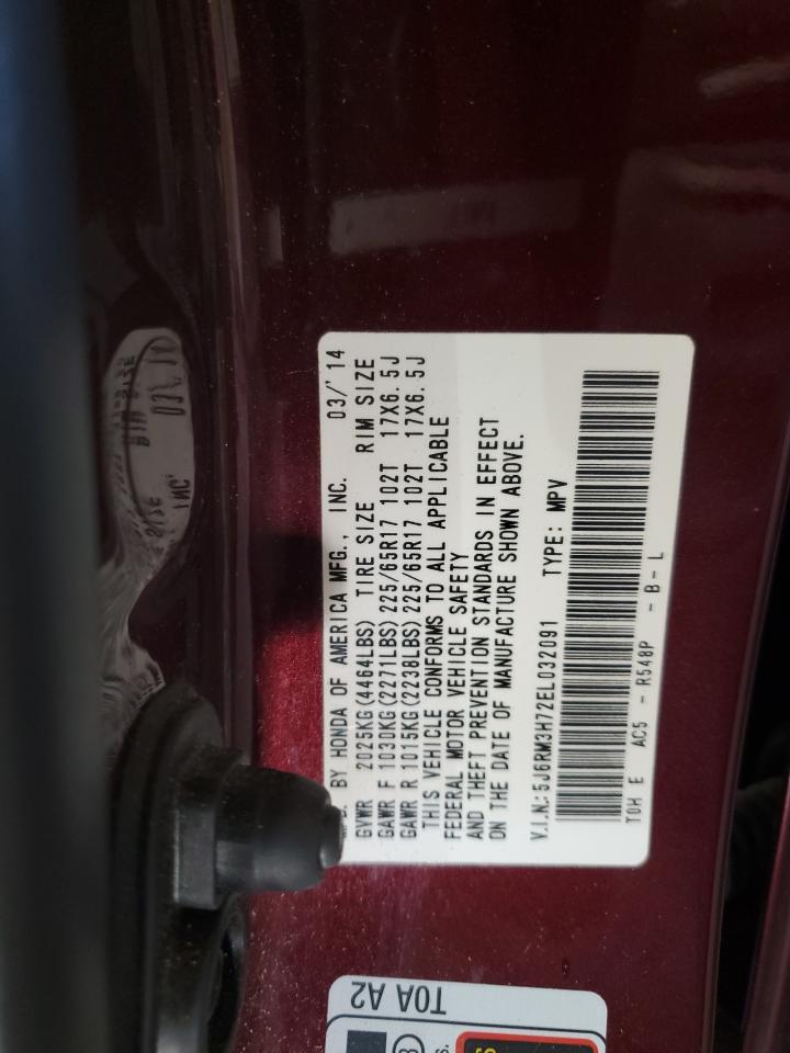 2014 Honda Cr-V Exl VIN: 5J6RM3H72EL032091 Lot: 91365245