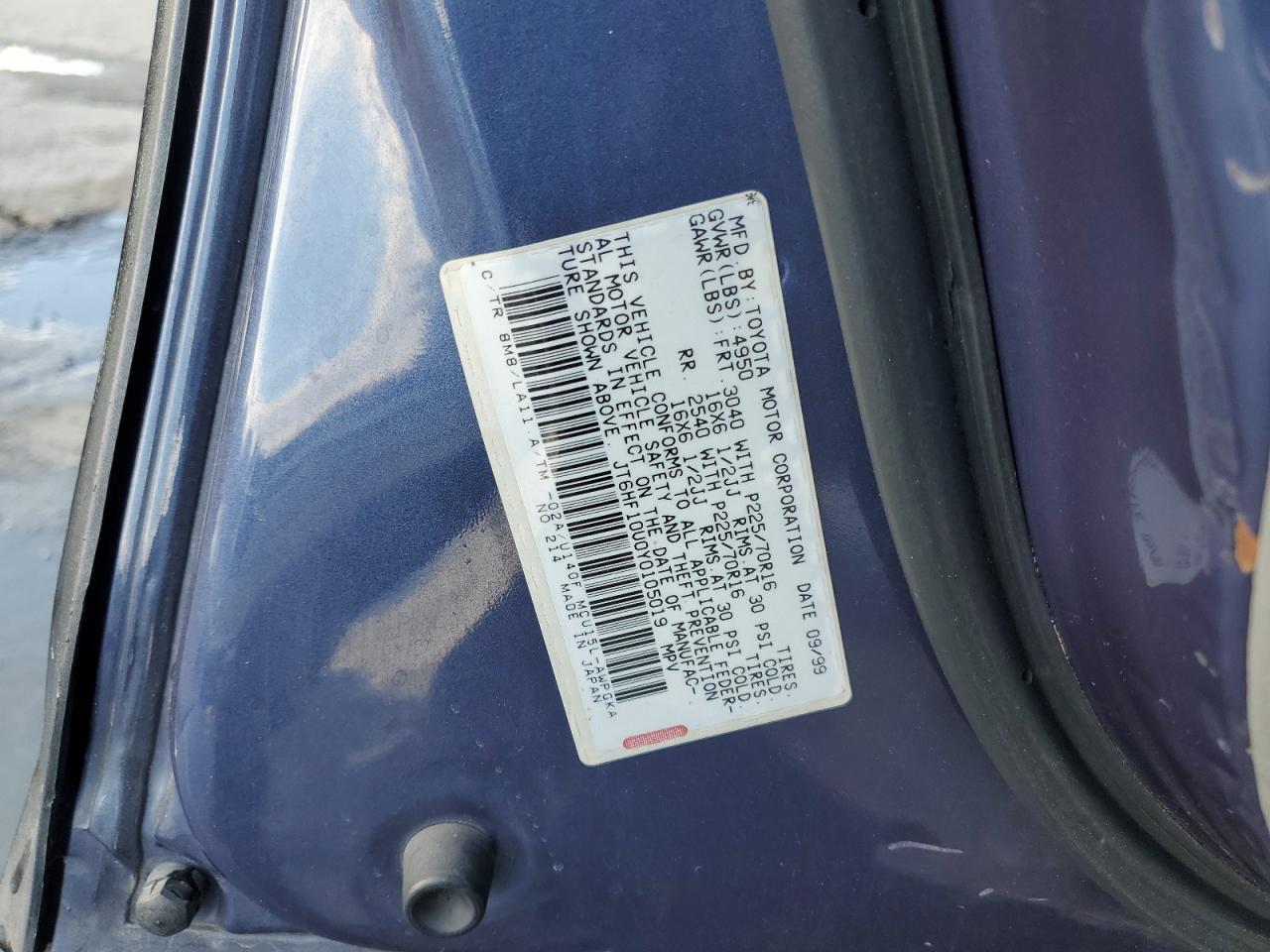 2000 Lexus Rx 300 VIN: JT6HF10U0Y0105019 Lot: 93639405