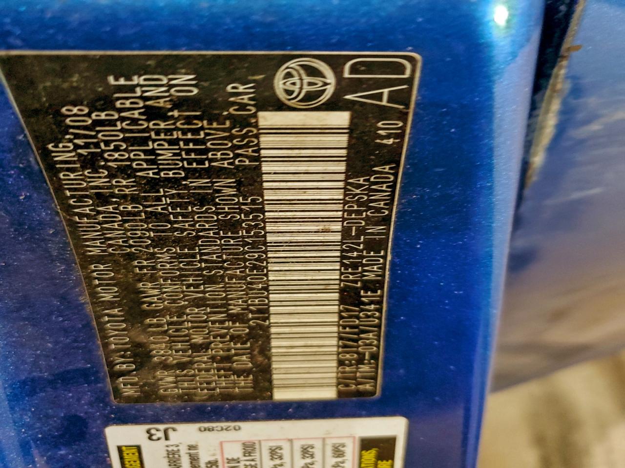 2009 Toyota Corolla Base VIN: 2T1BU40E29C153515 Lot: 91734655