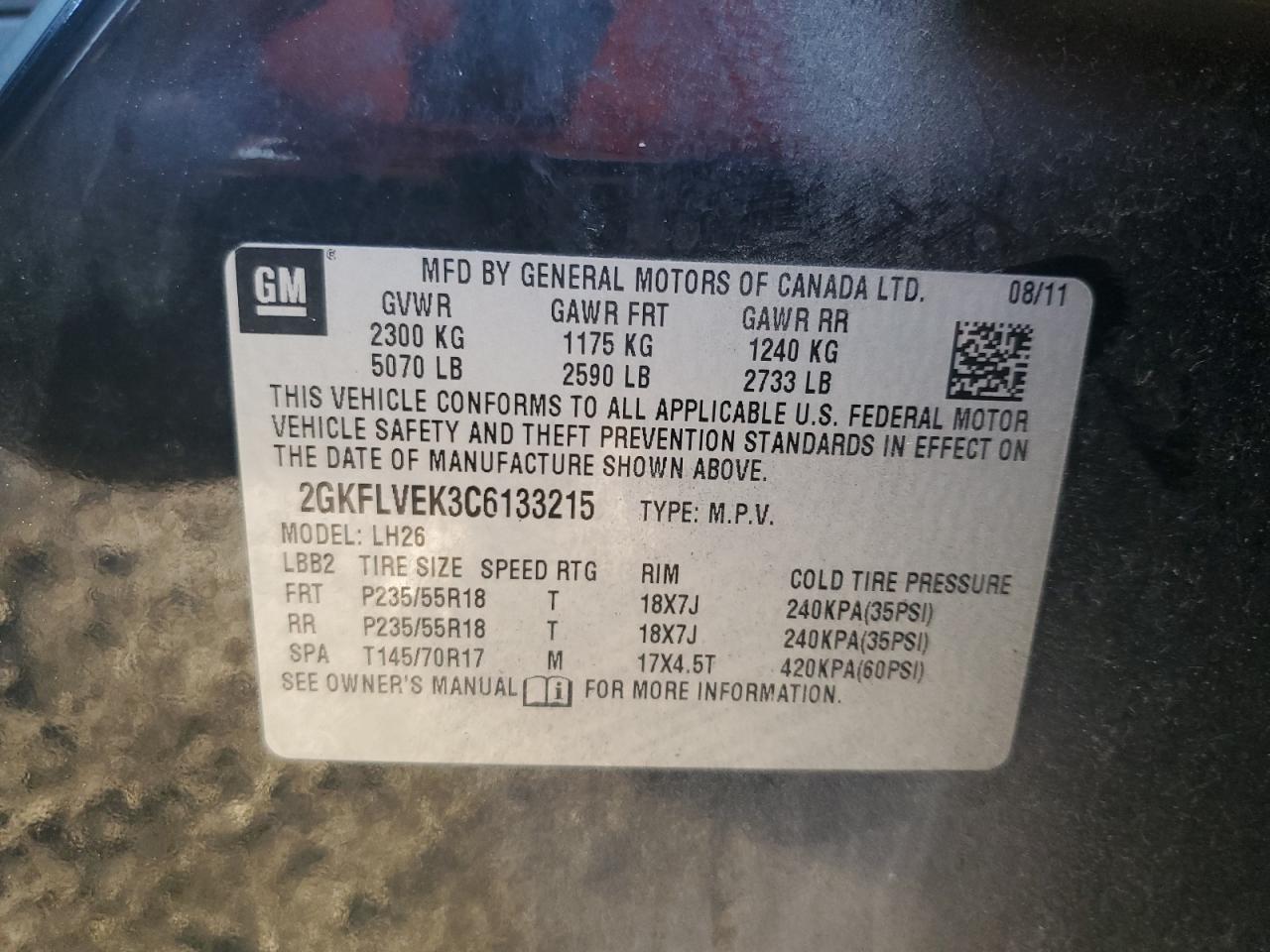 2012 GMC Terrain Slt VIN: 2GKFLVEK3C6133215 Lot: 91474725