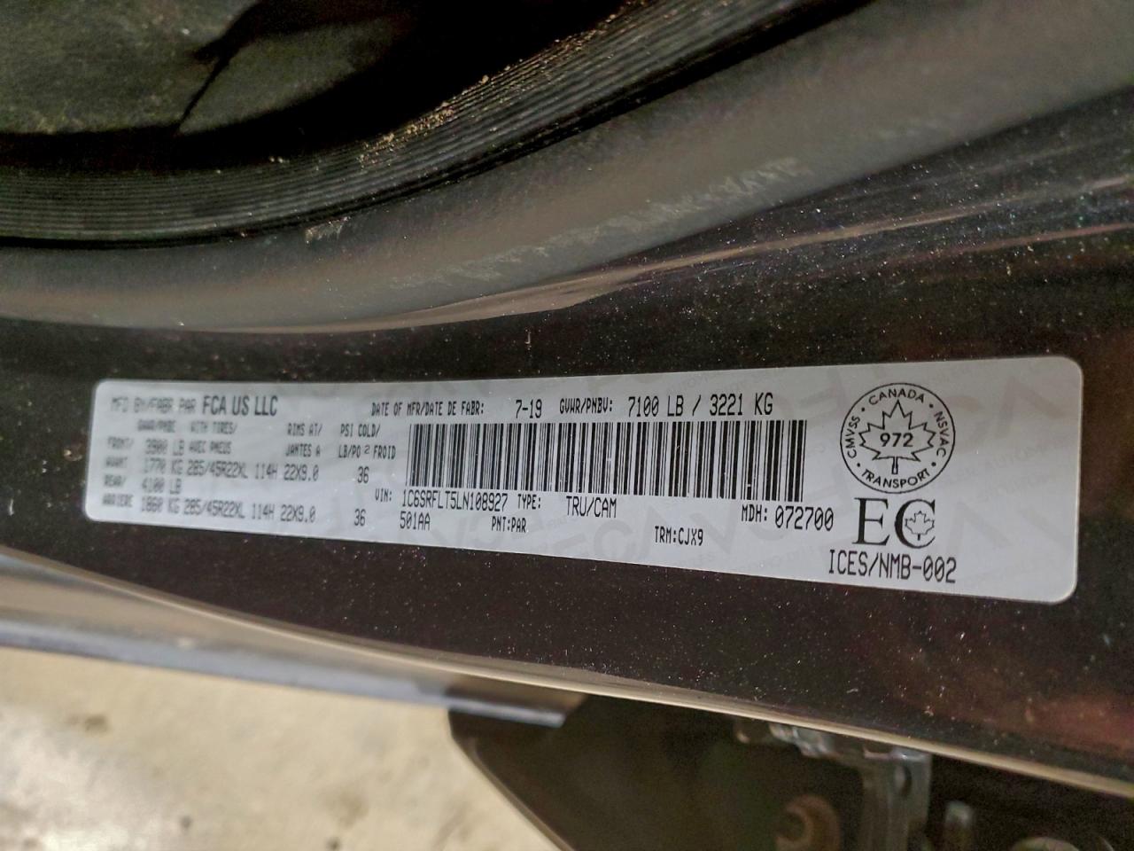 2020 Ram 1500 Rebel VIN: 1C6SRFLT5LN108927 Lot: 94297105