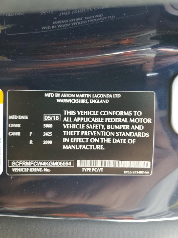 SCFRMFCW4KGM05594 2019 Aston Martin Db11