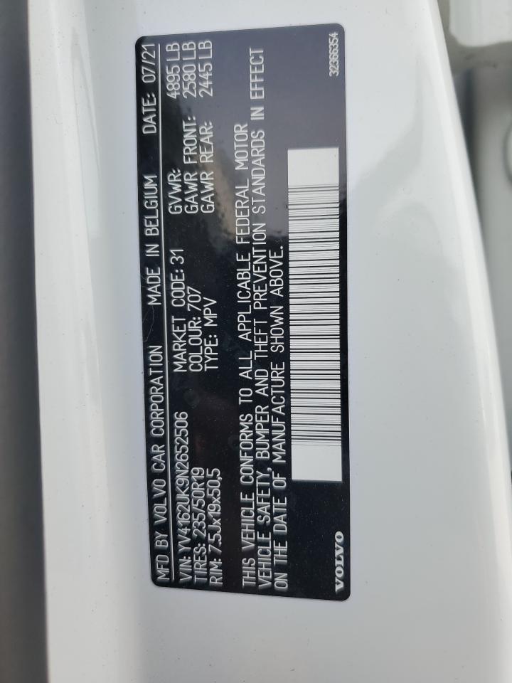 2022 Volvo Xc40 T5 Momentum VIN: YV4162UK9N2652506 Lot: 91680185