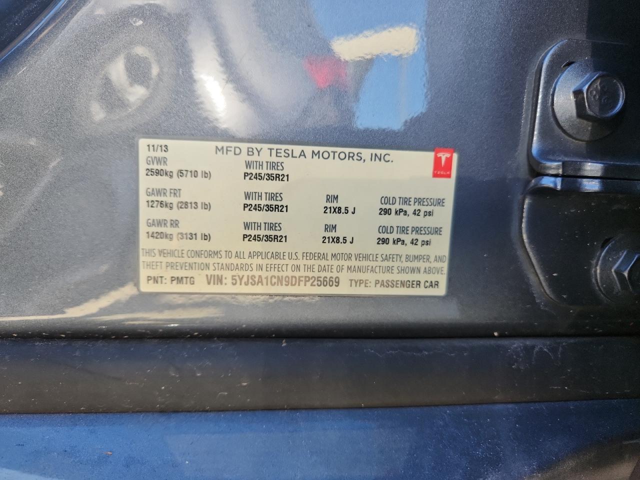 2013 Tesla Model S VIN: 5YJSA1CN9DFP25669 Lot: 90750745