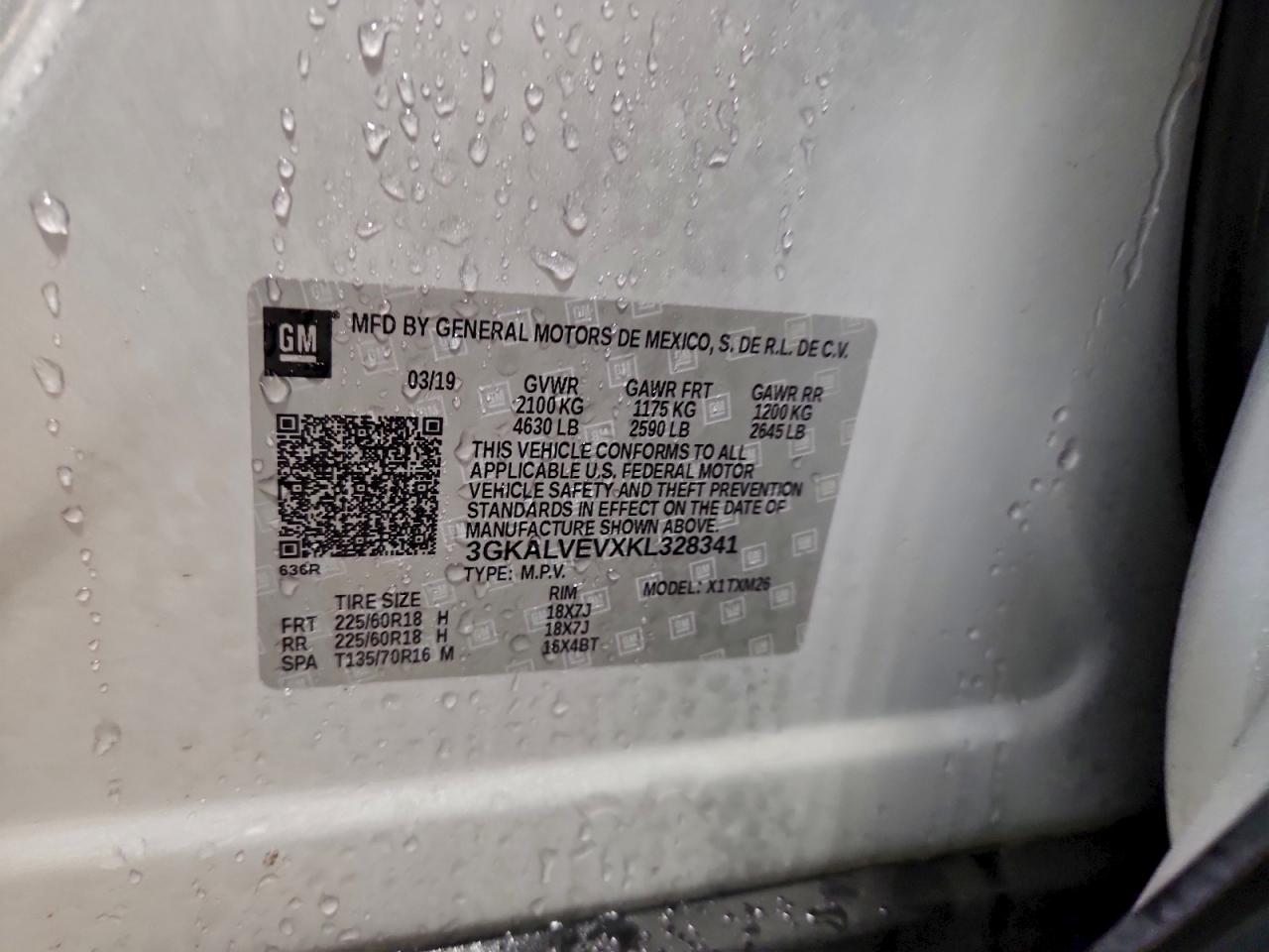 2019 GMC Terrain Slt VIN: 3GKALVEVXKL328341 Lot: 93415465