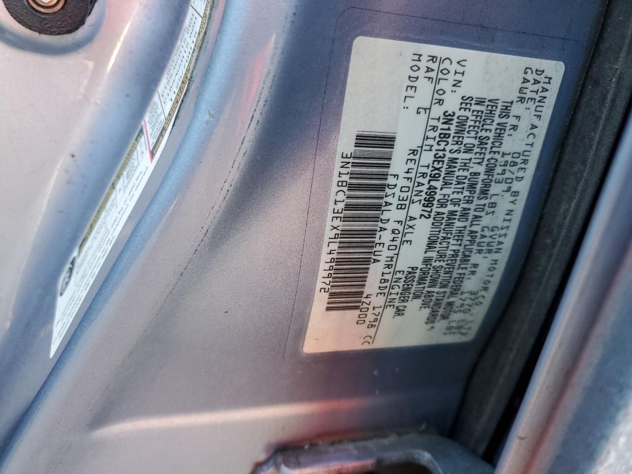 2009 Nissan Versa S VIN: 3N1BC13EX9L499972 Lot: 93341295