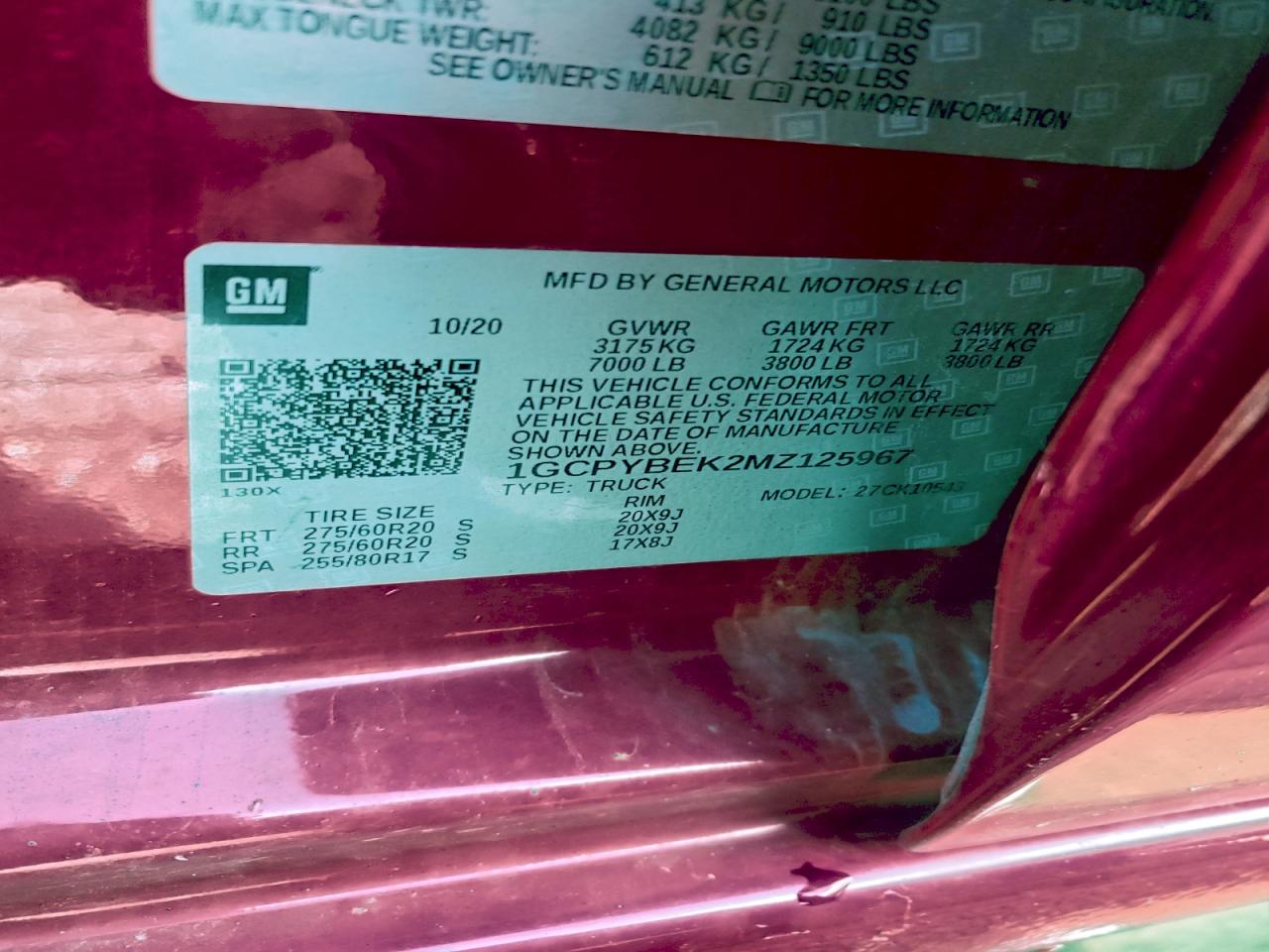 2021 Chevrolet Silverado K1500 Custom VIN: 1GCPYBEK2MZ125967 Lot: 93934175