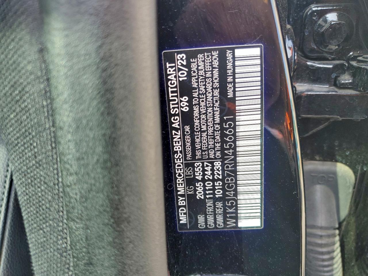 2024 Mercedes-Benz Cla 250 VIN: W1K5J4GB7RN456651 Lot: 94420955