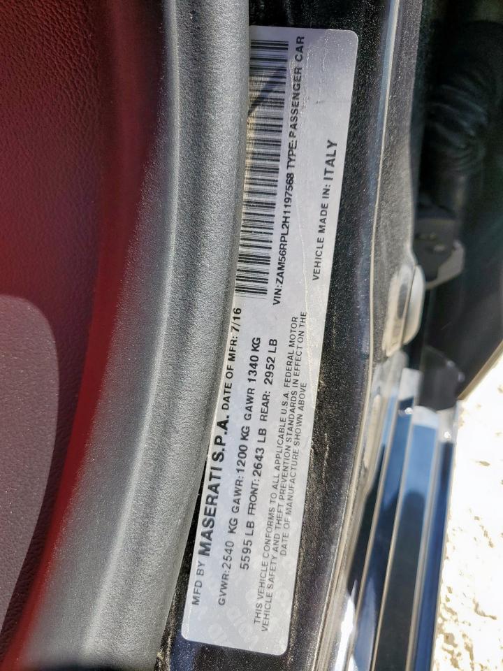 2017 Maserati Quattroporte S VIN: ZAM56RPL2H1197568 Lot: 92051975