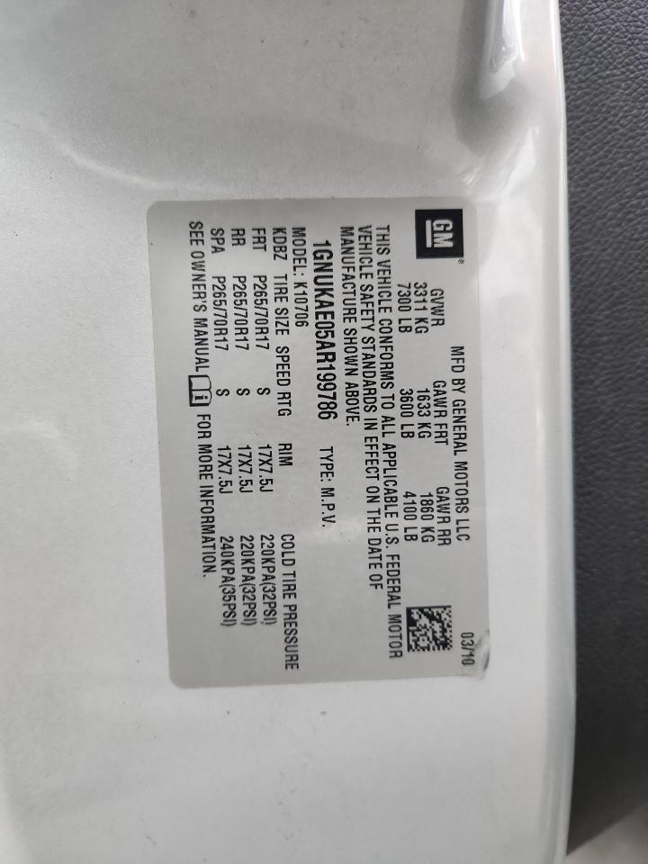 2010 Chevrolet Tahoe K1500 Ls VIN: 1GNUKAE05AR199786 Lot: 92355275