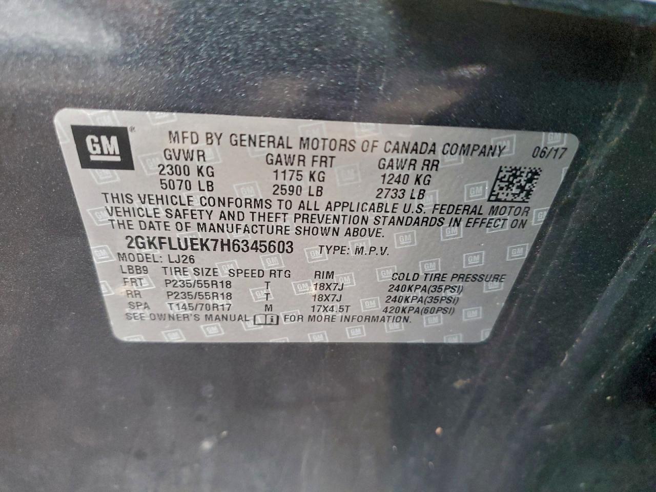 2017 GMC Terrain Slt VIN: 2GKFLUEK7H6345603 Lot: 94027075