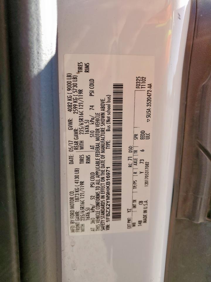 2017 Ford Transit T-350 VIN: 1FBZX2YM9HKB16971 Lot: 90747015