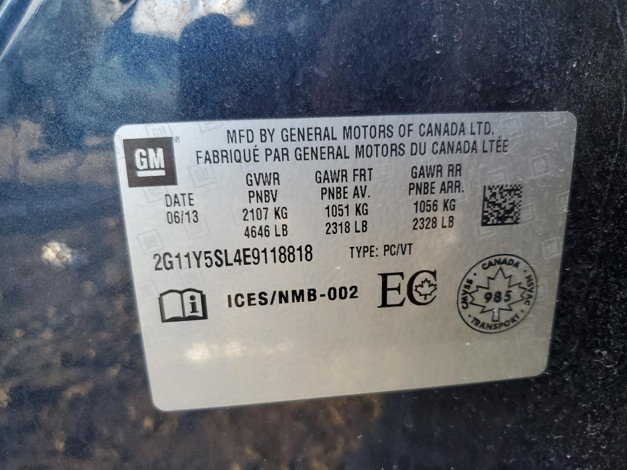 2014 Chevrolet Impala Ls VIN: 2G11Y5SL4E9118818 Lot: 92262025