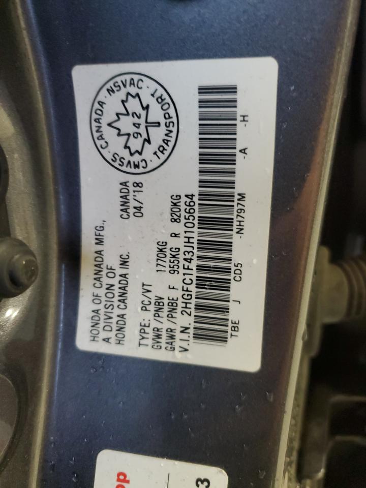 2018 Honda Civic Ex VIN: 2HGFC1F43JH105664 Lot: 90834635