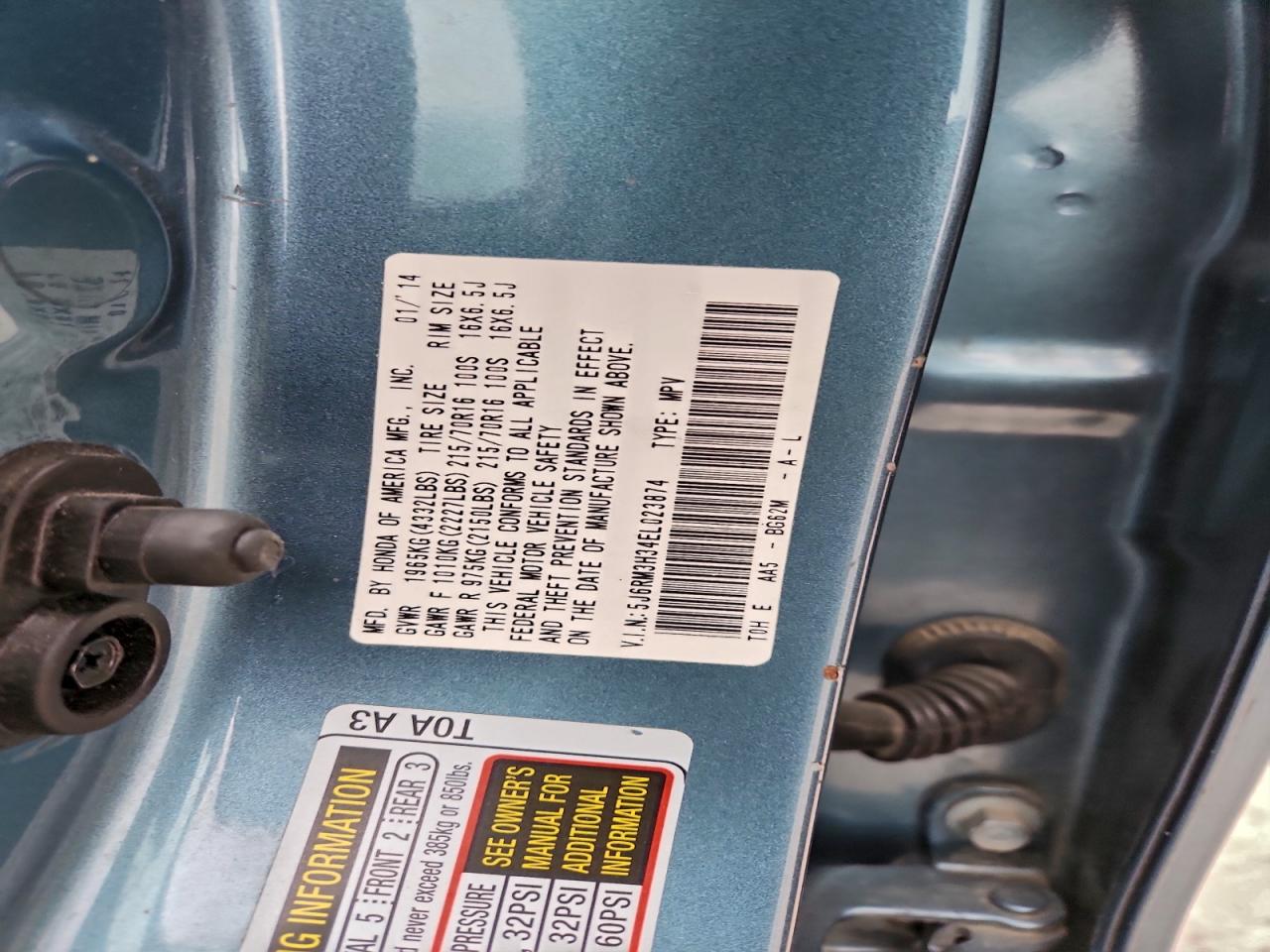 2014 Honda Cr-V Lx VIN: 5J6RM3H34EL023874 Lot: 94430695