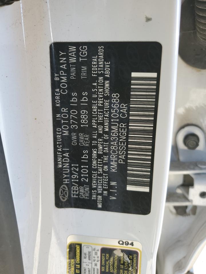 2021 Hyundai Venue Sel VIN: KMHRC8A36MU105688 Lot: 92600825