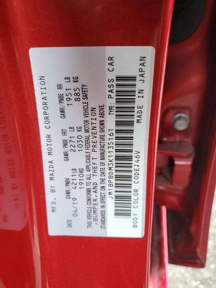2019 Mazda 3 Preferred VIN: JM1BPBDM3K1135161 Lot: 93175115