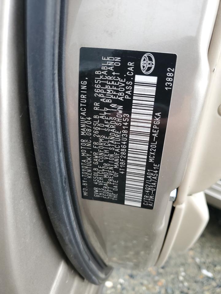 2004 Toyota Avalon Xl VIN: 4T1BF28B64U381453 Lot: 85435265