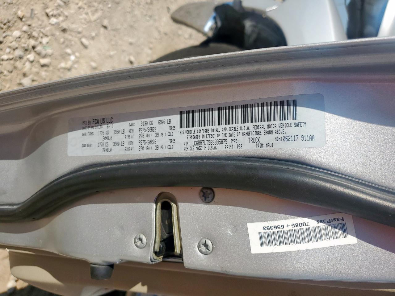 2016 Ram 1500 Slt VIN: 1C6RR7LT5GS395875 Lot: 90975725