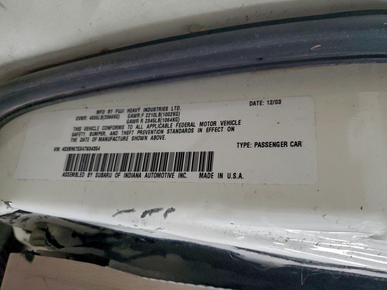 2004 Subaru Legacy Outback Awp VIN: 4S3BH675X47634354 Lot: 92412115