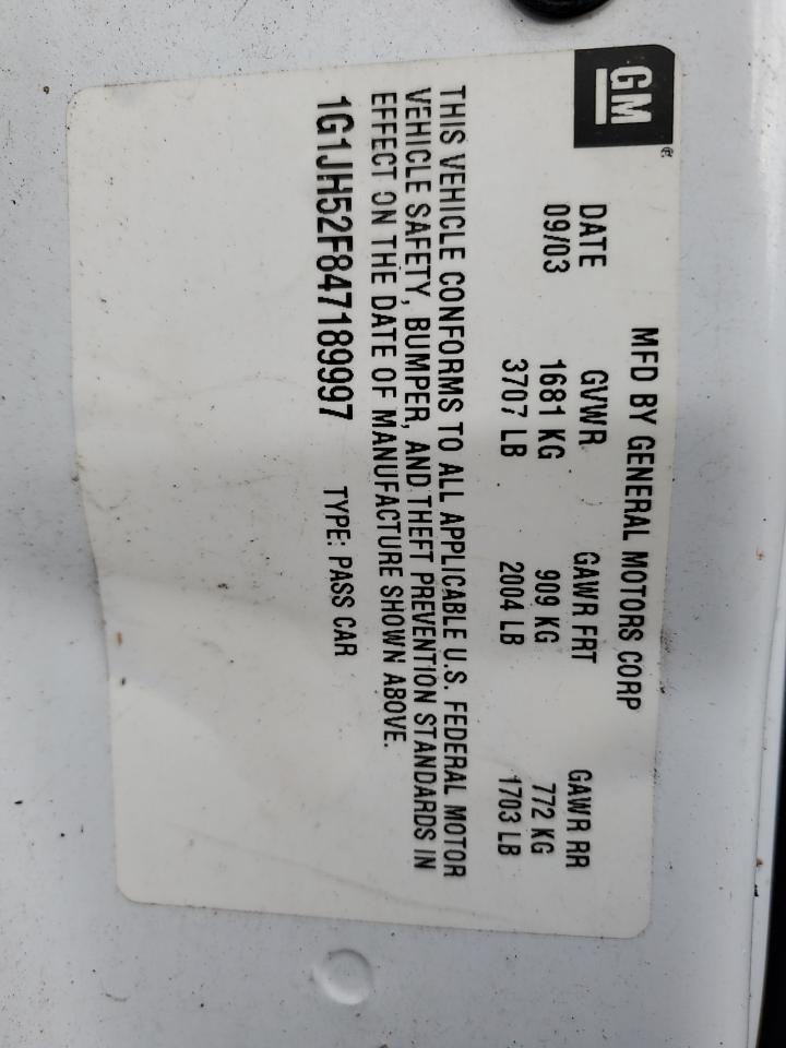 2004 Chevrolet Cavalier Ls Sport VIN: 1G1JH52F847189997 Lot: 93630555