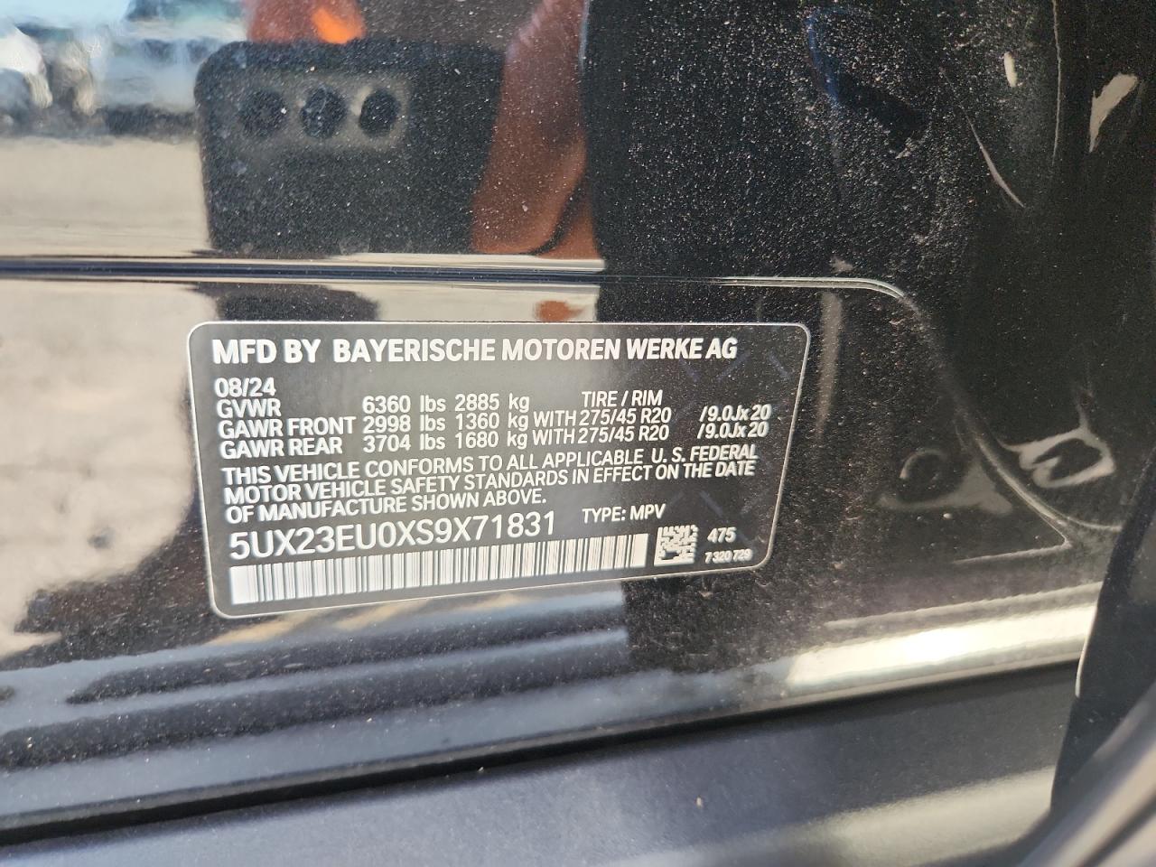 2025 BMW X5 xDrive40I VIN: 5UX23EU0XS9X71831 Lot: 91815425