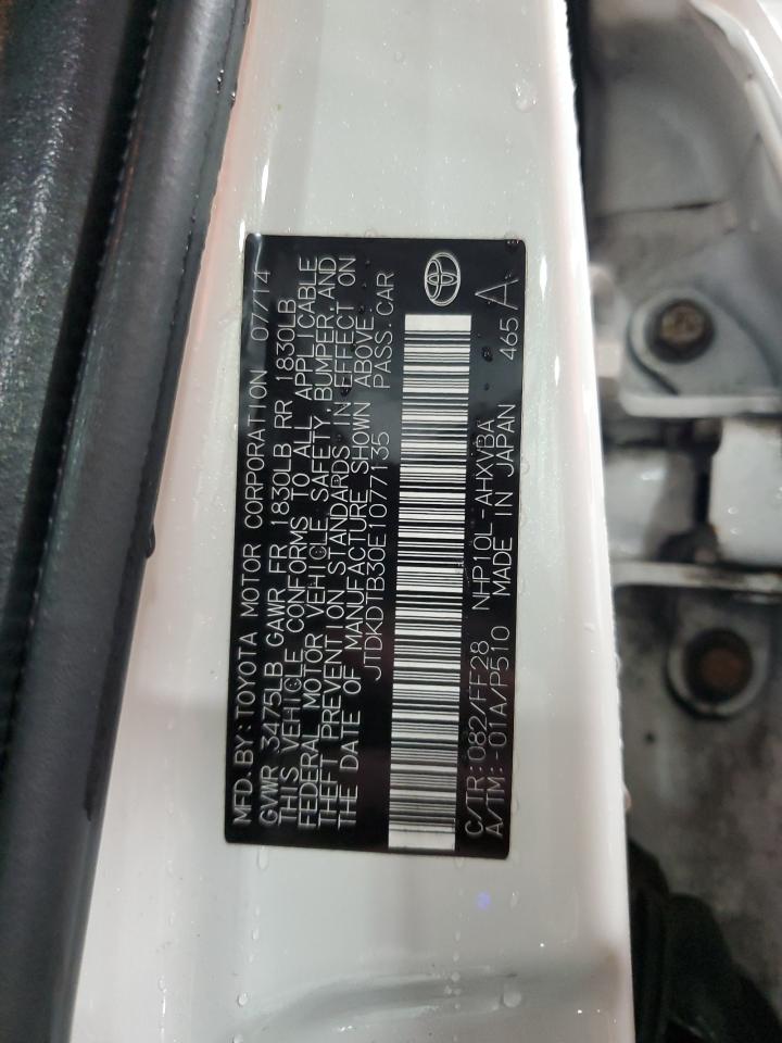 2014 Toyota Prius C VIN: JTDKDTB30E1077135 Lot: 91738345