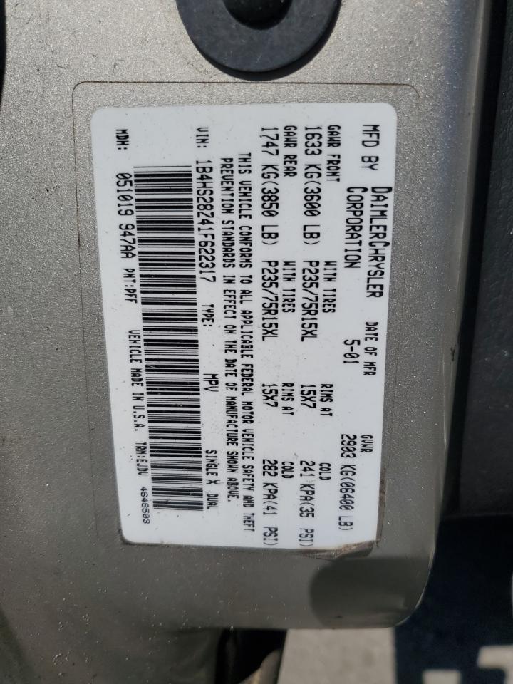 2001 Dodge Durango VIN: 1B4HS28Z41F622317 Lot: 93083925