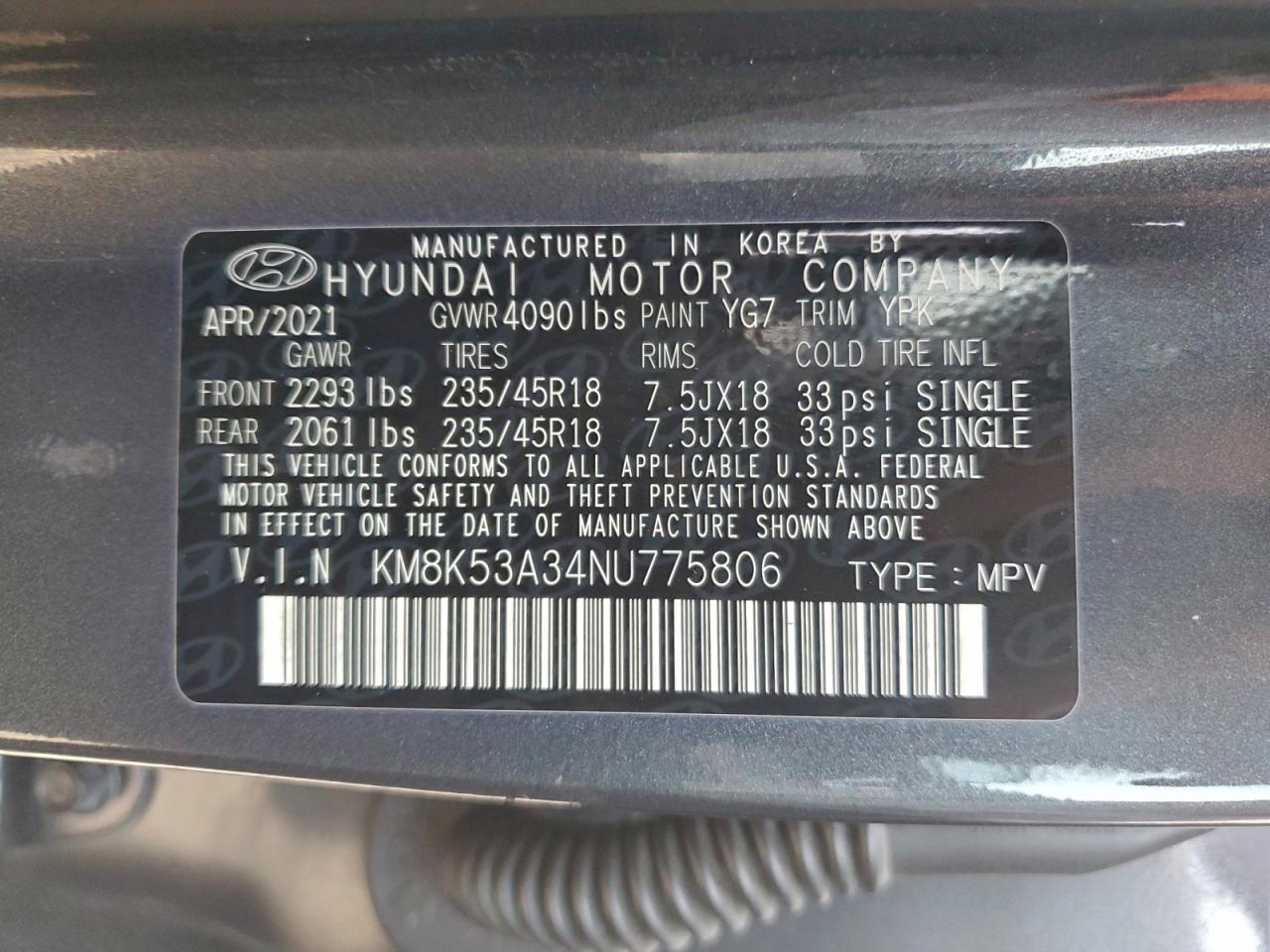 2022 Hyundai Kona Limited VIN: KM8K53A34NU775806 Lot: 93780345