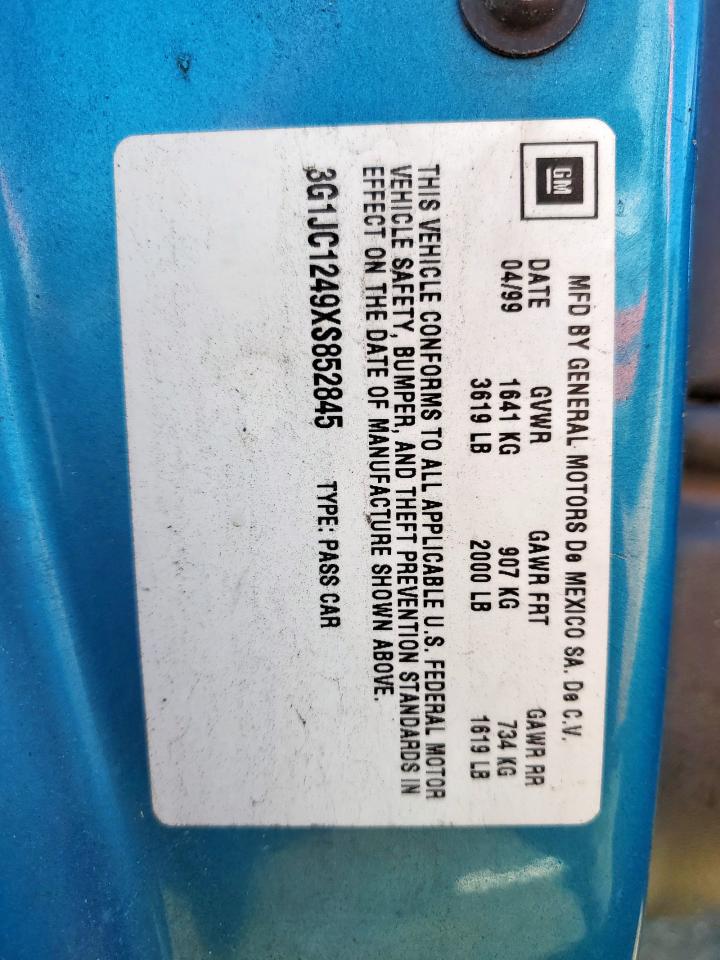 1999 Chevrolet Cavalier Base VIN: 3G1JC1249XS852845 Lot: 91484575