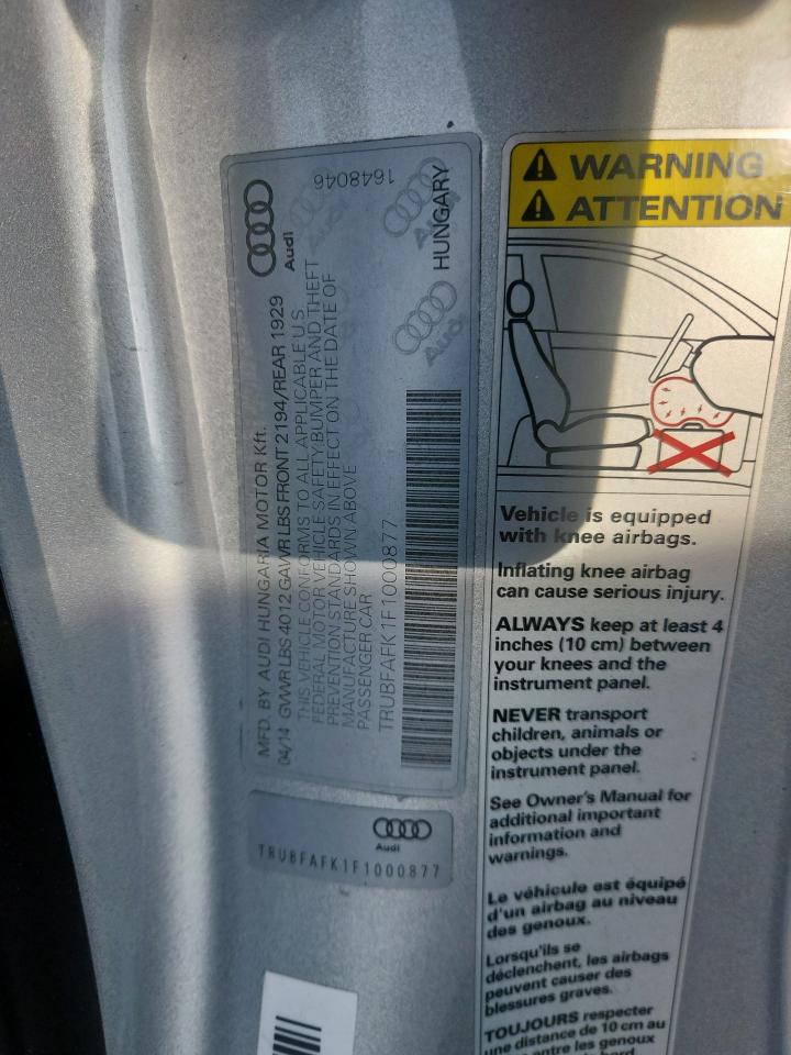 2015 Audi Tt VIN: TRUBFAFK1F1000877 Lot: 93477475